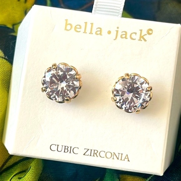 Brand New Bella Jack Cubic Zirconia Large Half Inch Studs Sparkly Post Earrings - Picture 3 of 16